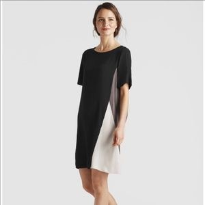 Eileen Fisher 100% silk color block shift dress